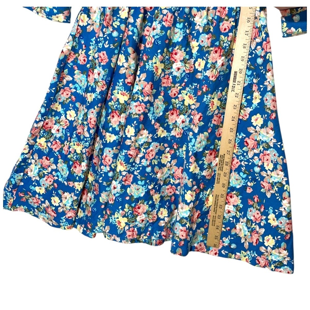 Lindy Bop Women Midi Dress Sz S Blue Vivi Floral‎ Cottagcore Retro Stretch 50s - Picture 13 of 16